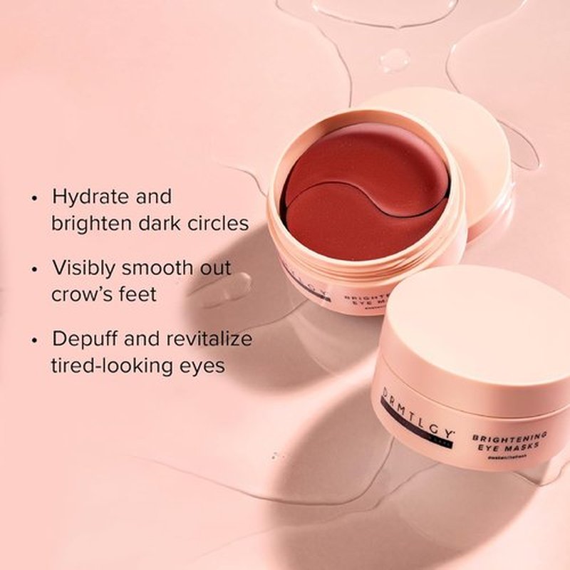 DRMTLGY Brightening Eye Masks - Biodegradable Hydrogel Patches with Caffeine & Peptides - Depuff & Hydrate - 2 Pack (60 Count Each)