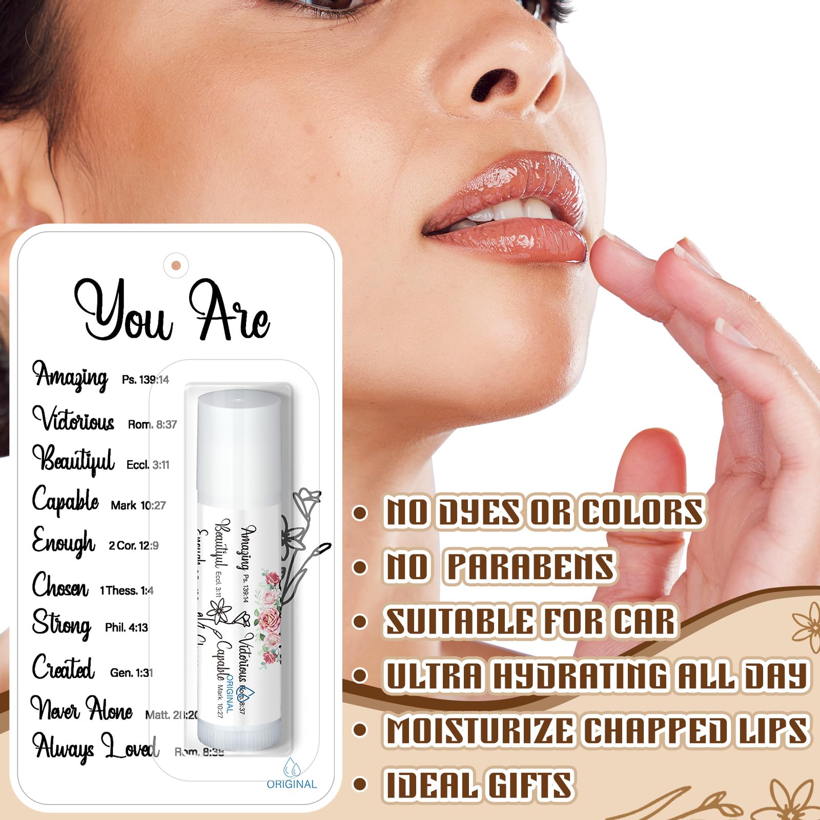 Sacubee 15 Pack Christian Gifts Bulk for Women Men Religious Lip Balms Bulk Church Party Favors Christmas Party Gifts Stocking Stuffers Bible Verse Study Supplies for Employee Staff Coworkers