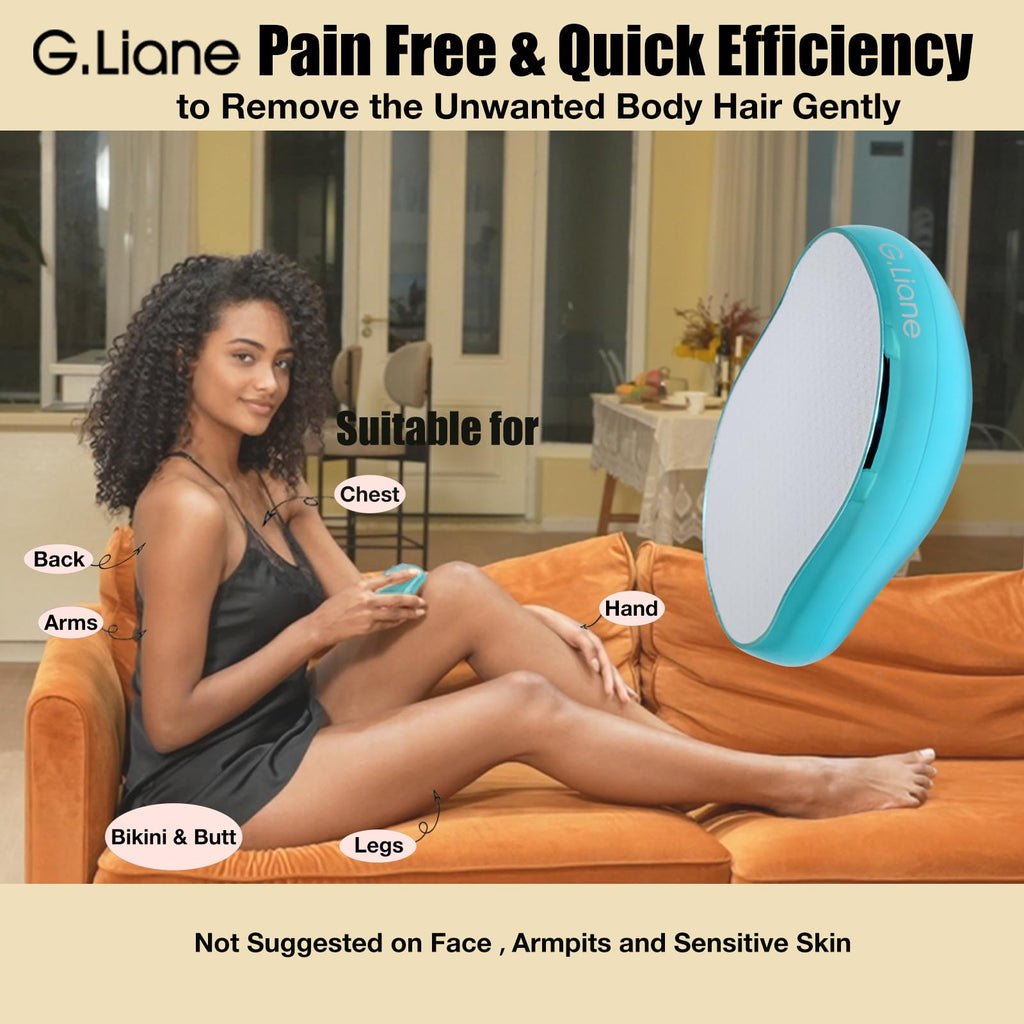 G.Liane Crystal Hair Removal,Upgraded Painless Crystal Hair Remover,Nano Glass Hair Eraser Device and Skin Exfoliation,Epilator for Women and Men(Aqua)