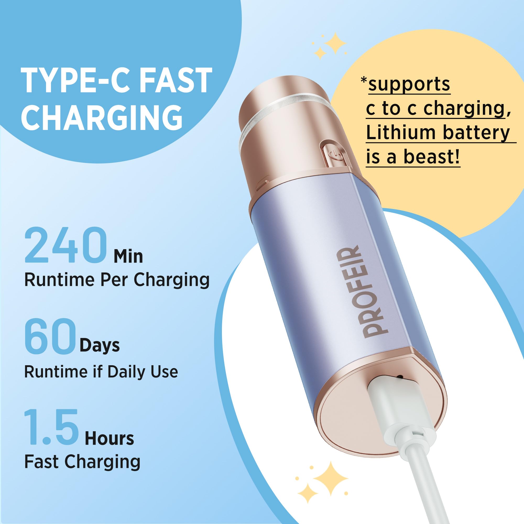 Facial Hair Removal for Women: Electric Hair Removal Device - Rechargeable Painless Face Razor for Chin Upper Lip Peach Fuzz with Light Gifts for Women(Blue Gold)