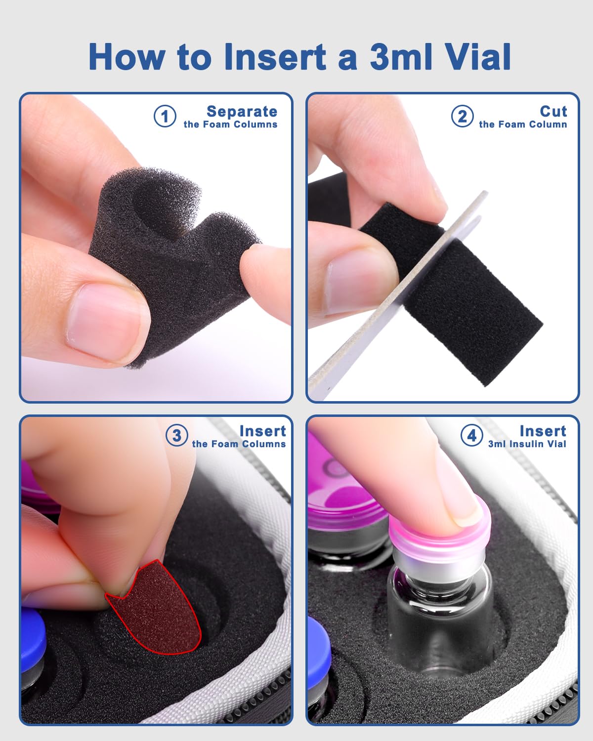 30 Slots Insulin Vial Protector Case for Diabetics Standard Insulin Vials
