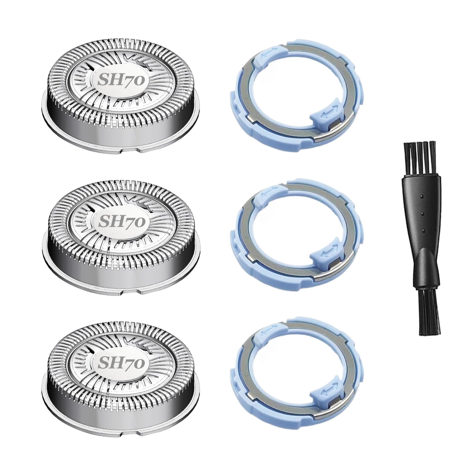 SUPERNB SH71 Replacement Heads for All Series 7000 9000 and Series 5000 Angular, Dual Ring Mesh for Efficient Shave, Fits S5xxx/S6xxx/S7xxx, 3-Pack
