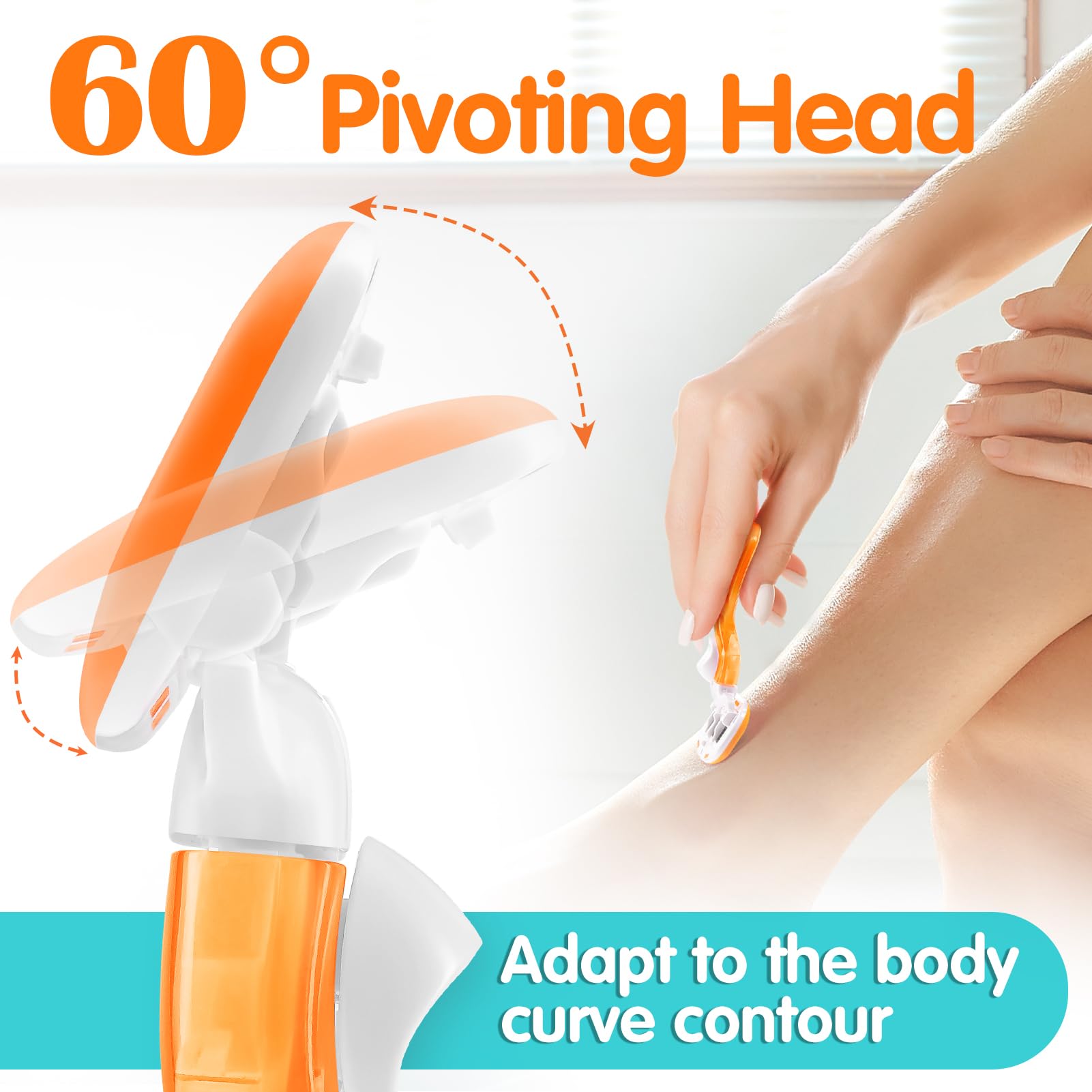 DreamGenius Travel Razors for Women Include 1 Handle 2 Cartridges, Orange