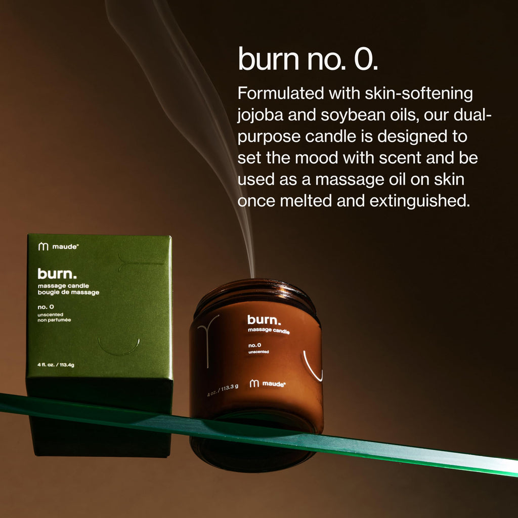 Maude Burn, Green Room (No. 3) - Hydrating + Skin-Softening Soybean + Jojoba Oil Massage Candle - Soothing Massage Oil Candle with Notes of Eucalyptus + Sandalwood - Relaxing Self Care Gifts (4 oz)