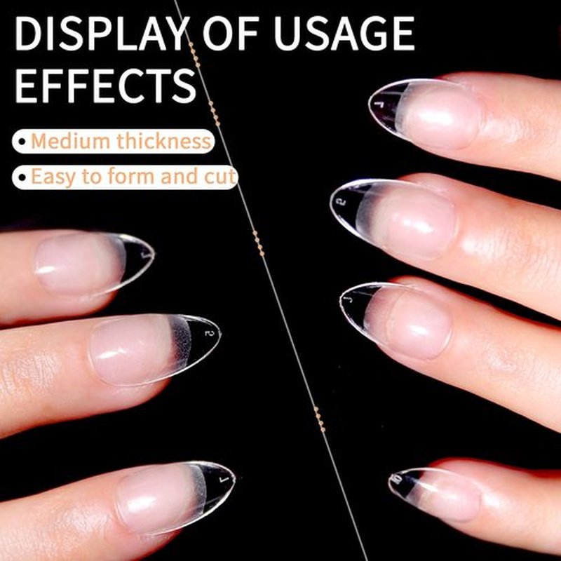 Short Almond Fake Nails 600pcs Pre-shape Gel Acrylic Nail Tips for Full Cover Nail Extension Home DIY Nail Salon 12 Sizes Gelly Tips