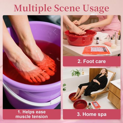 RAQEHO Paraffin Wax for Hand and Feet - 32oz Paraffin Wax Refills 10ml Rose Essential Oil Blocks Hot Wax Hand Foot Care Spa Bath Soak Dry Cracked Peel off Dead Skin Moisturizer Exfoliator Arthritis