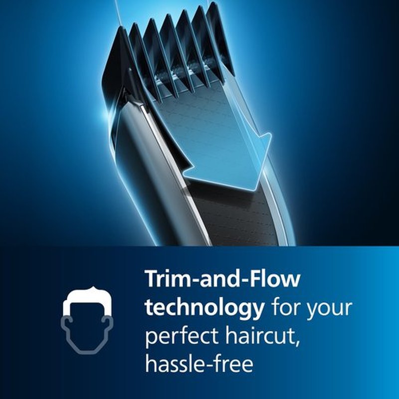 Norelco Philips Hair Clipper 7000 Series, Hair and Beard Trimmer, Precision Dial, PowerAdapt Sensor, Trim-and-Flow, DualCut, DuraPower, 28 Length Settings, 90 Min. Runtime, Model HC7650/40