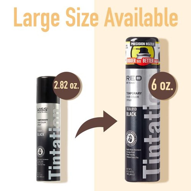 Kiss Gray Hair Concealer - Temporary Tintation Color Spray for Root Touch Up and Hair Dye 2.82 oz. 2 PACK (Black)