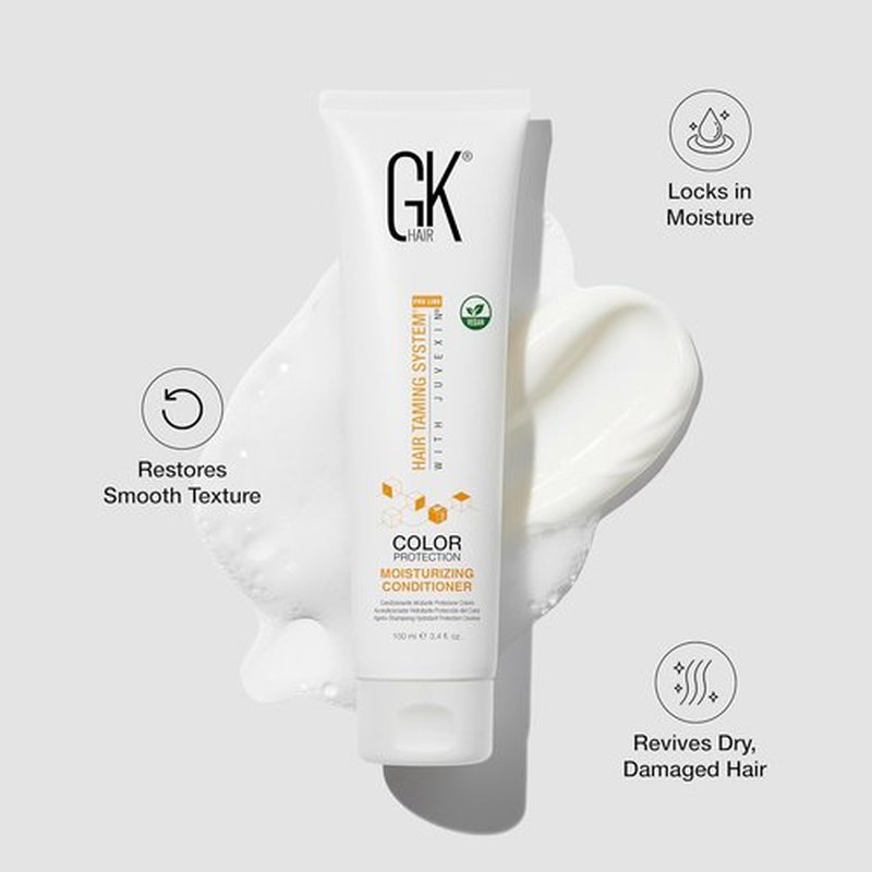 GK HAIR Travel Size Shampoo & Conditioner Set - Curly Hair Color Protection with Aloe Vera & Parki Butter | 3.4 Fl Oz