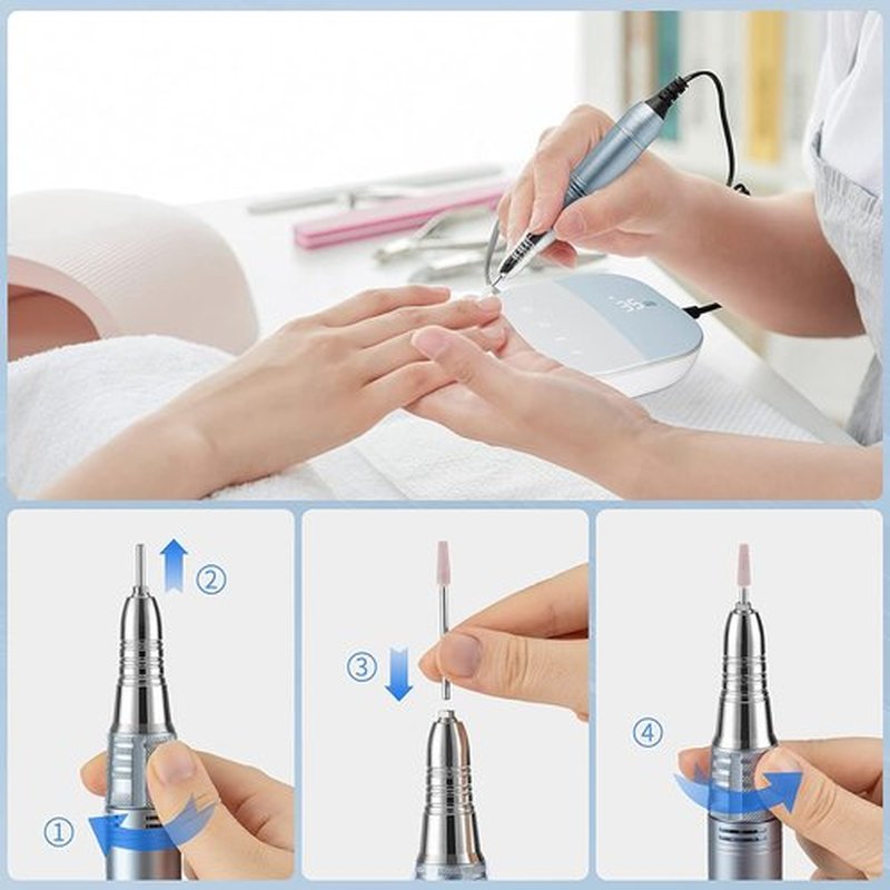 Madenia Professional Nail Drill Machine - 35,000 RPM Electric Efile Kit for Acrylic Nails | Compact Touch Screen Design, Blue