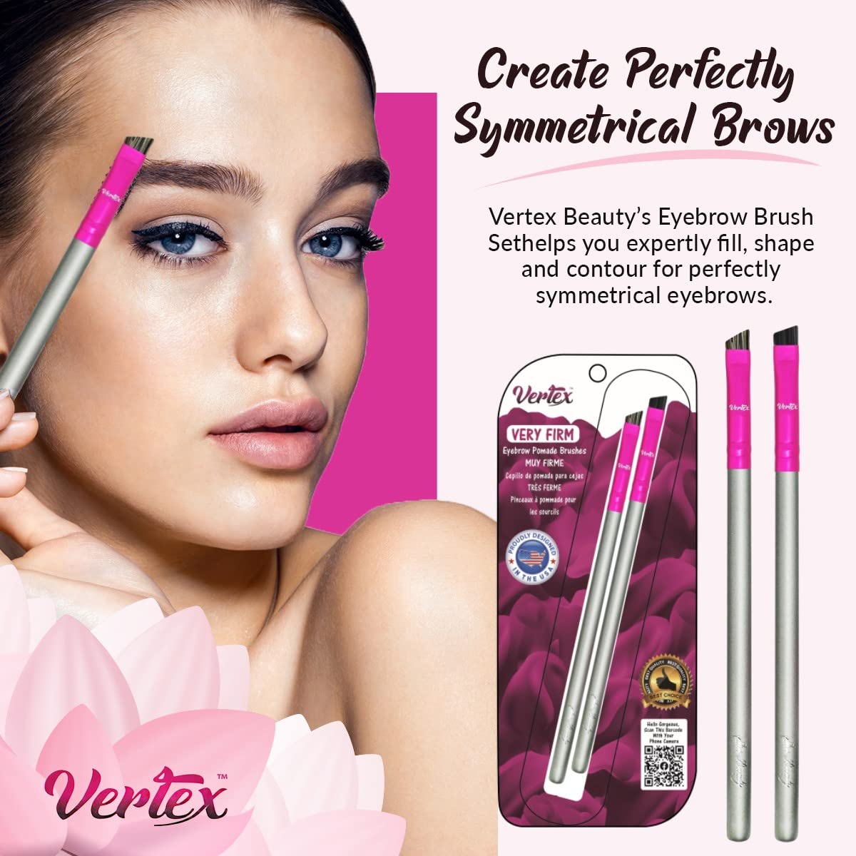 Firm Eyebrow Brush Kit For Makeup Pomade Tint Stencil Color Waterproof Applicator 2 Pc Angled Eye Brow Lamination Kit To Contour Conceal Brows With Razor Thin Hair Strokes Filling Winged Eyeliner