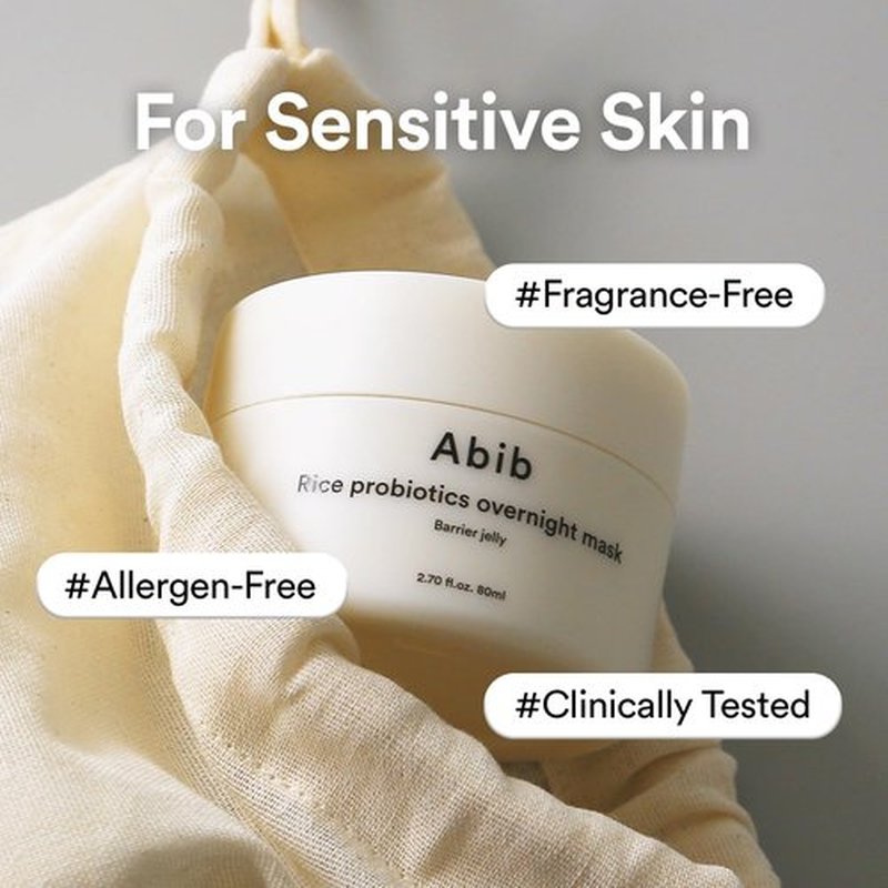 Abib Rice Probiotics Overnight Face Mask Barrier Jelly 2.7 fl oz | Korean Sleeping Mask for Glass Skin | Moisturizing & Slugging Cream