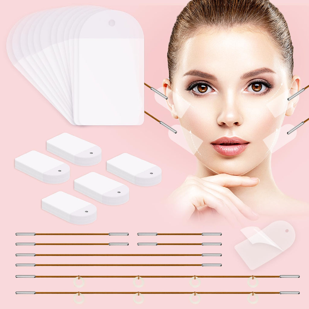 Neck Tape Lifting Invisible,Face Tape Lifting Invisible 50PCS Face Lift Tapes and Bands with 8 Strings Facelift Tape for Face,Neck Tape Lift Turkey for Sagging Skin Double Chin Jowls Eyes Wrinkles