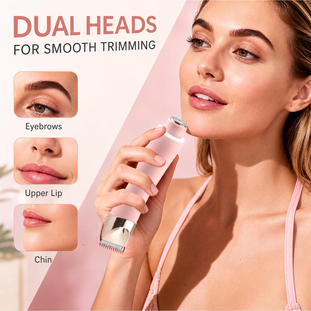 Dermave Bikini Shaver & Trimmer for Women, IPX7 Waterproof Electric Razor for Pubic Hair, Face, Legs, Underarms - Painless-Pink