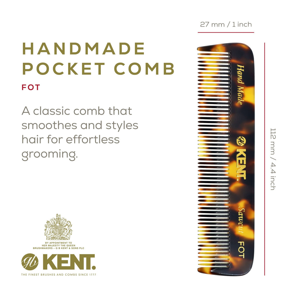 Kent 81T FOT Tokyo Yellow Beard Pocket Comb Set for Men - Beard Kit for Travel and Home, Mustache Comb for Men, Mini Comb Beard Combs for Mens Grooming, Sawcut Hand polished Made in England