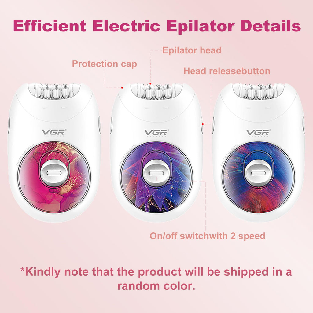 VGR706 Professional Epilator for Women, Portable Cordless Enhanced Hair Removal Device, Gentle Operation Silent Design, 18 Tweezer System, Rechargeable Full-Body Epilator for Legs/Underarm/Back(Red)