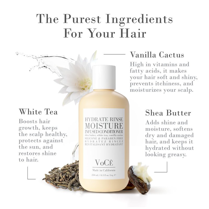 VoCÊ Haircare Natural Hydrating Conditioner - Deep Moisturizing, Anti-Frizz Formula | Vegan, Sulfate-Free, 8.5 oz