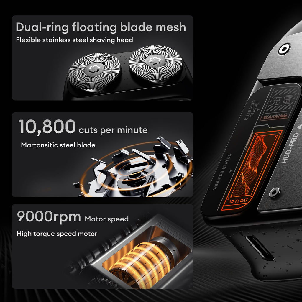 PAXA Mini Portable Electric Shaver,9000Rpm Mens Electric Shaver,IPX7 Waterproof Wet & Dry Dual-Head Rotary Cordless Travel Shavers for Shaving Face,USB-C Rechargeable for Home, Car, Travel(White)