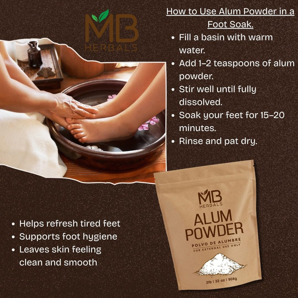 MB Herbals Alum Powder 8 oz / 0.5 lb / 227g | Deodorant | After Shave | Leather Fabric and Paper Mordant | Do Not Ingest | External Use Only
