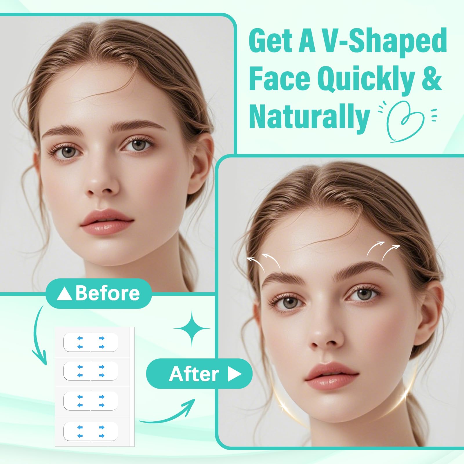 Neck Tape Lifting Invisible, Face Lift Tape Instant Facelift Under Makeup, V Edge Patches Skin Lifter Tapes for Turkey Neck, Loose Sagging Skin, Wrinkle, Jowl, Eye, Double Chin (1 Count (Pack of 240))