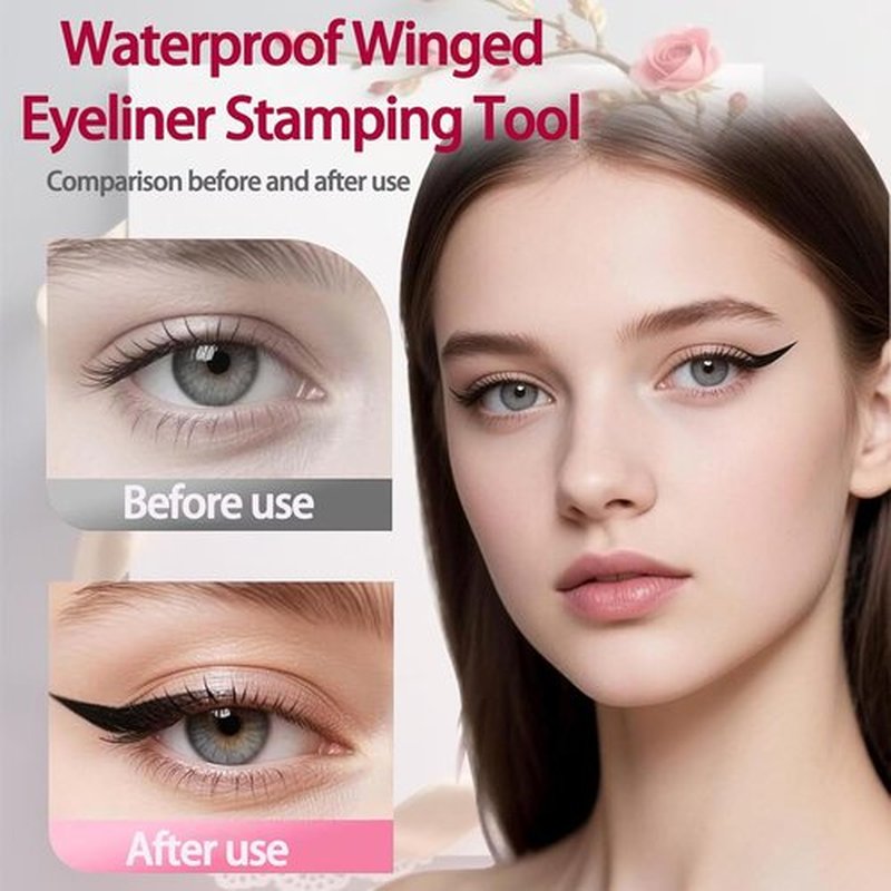 Skiennix Foldable Eyeliner Stamp - Quick Dry Smudge-Proof Gel Liner for Effortless Makeup (Black)