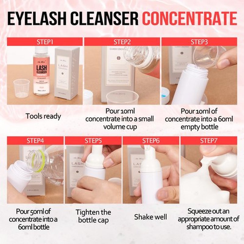 Lash Shampoo Concentrate 100 ml/3.4 fl.oz Lash Cleanser Concentrate Oil Free Eyelash Extension Shampoo for Salon Home Eyelash Care-Can Make 20 bottles of 60ml Lash Shampoo,Peach