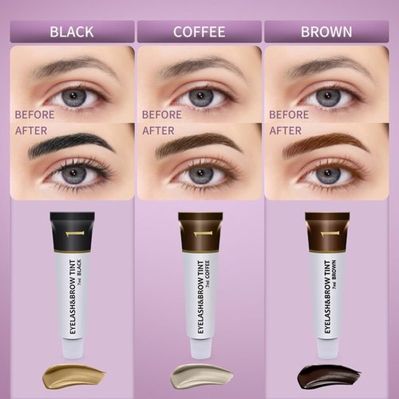 Eyelash & Eyebrow Color Kit, Black Lash & Brow Color Kit, Eyebrow Coloring Set with Natural Bushy Results, Easy Use & Salon at Home, 7ml, Black