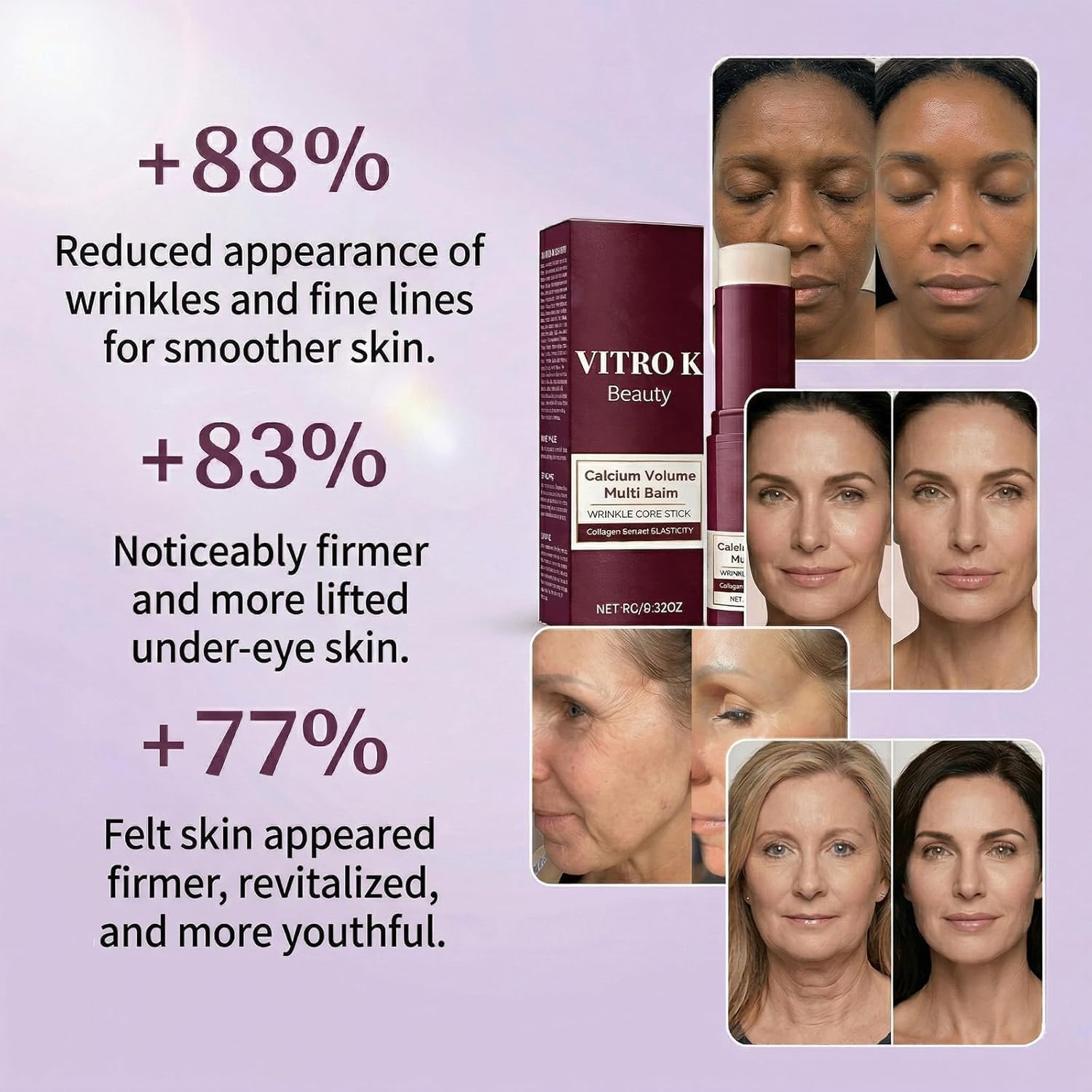Vitro K Beauty Stick, Beauty Calcium Multi Balm Stick,Korean Skin Care Collagen Wrinkles Face Eye treatment Balm, for All Skin Types (1PCS)