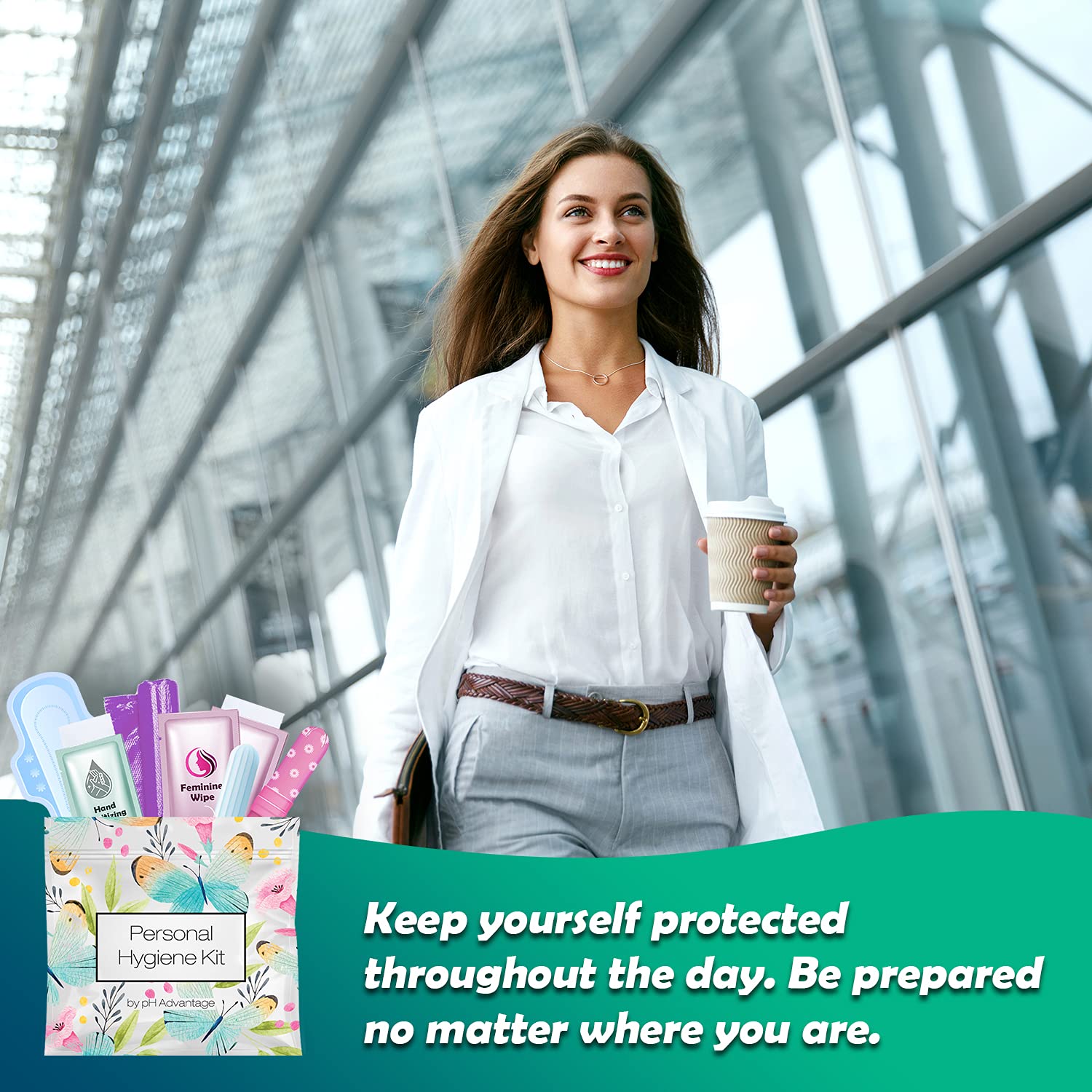Menstrual Kit All-in-One 10 Pack | Convenience on The Go | Period Kit Pack for Travelling, Tweens & Teenager | Individually Wrapped Feminine Hygiene Product (Butterflies)