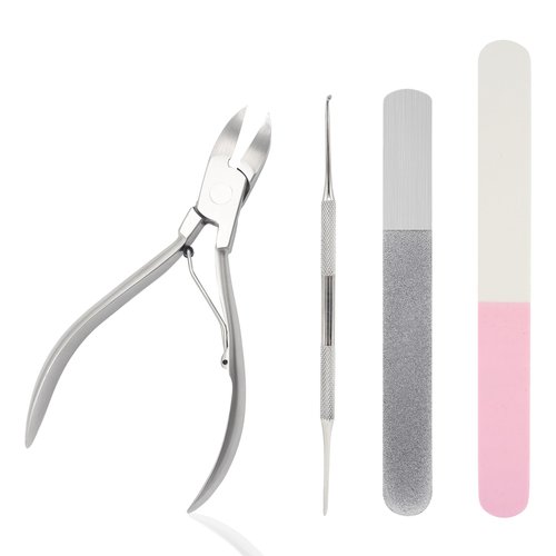 Stellmacher Toenail Clippers, Professional Nail Care Kit with Stainless Steel Nail Clipper, 4 Pieces Manicure & Pedicure Kit for Men and Women, Mens Grooming Kit
