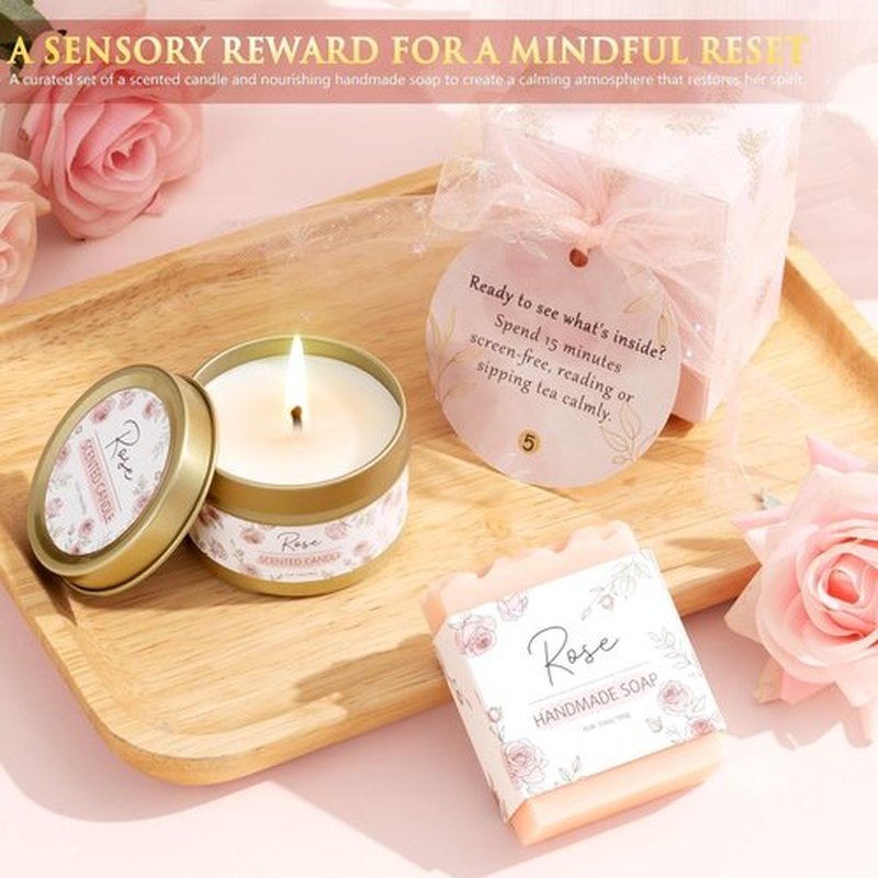 Spa Gifts for Women Teen Girl Gifts Trendy Stuff, Positive Affirmation Cards & Self Care Baskets Preserved Rose Flowers Set, Get Well Easter Birthday Mothers Day Gift for Mom Her Grandma Girls Friend