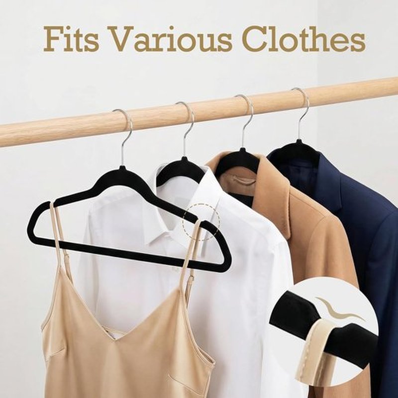 HOUSE DAY Black Velvet Hangers - 40 Pack Non-Slip Heavy Duty Suit Hangers | Premium Slim Design with 360° Rotating Hook