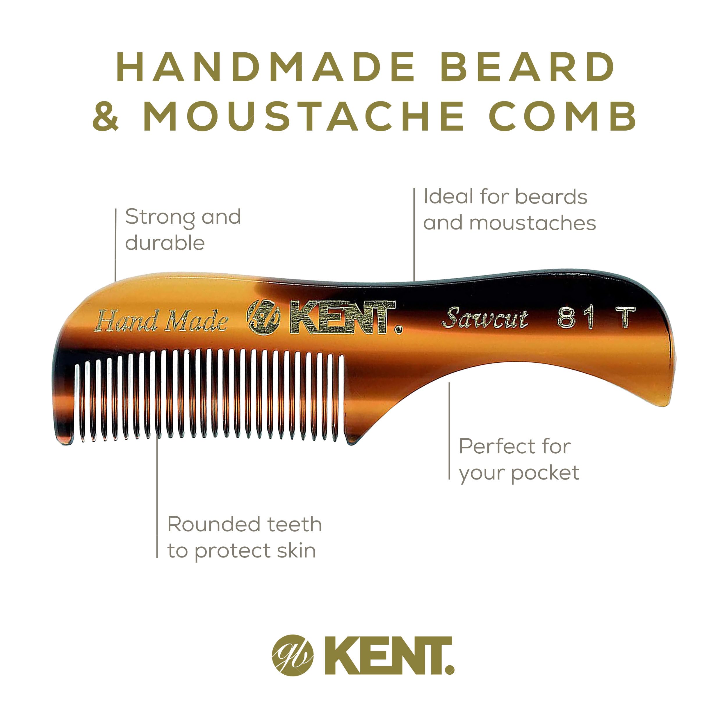 Kent A 81T X-Small Men's Beard Mustache Mini Pocket Comb, Fine Toothed Pocket for Facial Hair Grooming and Styling. Hand-Made of Quality Cellulose Acetate, Saw-cut Hand Polished. Made in England