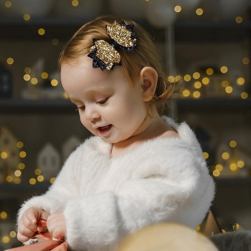 Glitter Gold-black Hair Bow Clips 4" Graduation Back to School Cheer Bow Alligator Barrettes Pins Toddler Teens Girls Kids Birthday Gift New Year Dress Outfit Decor Accessory