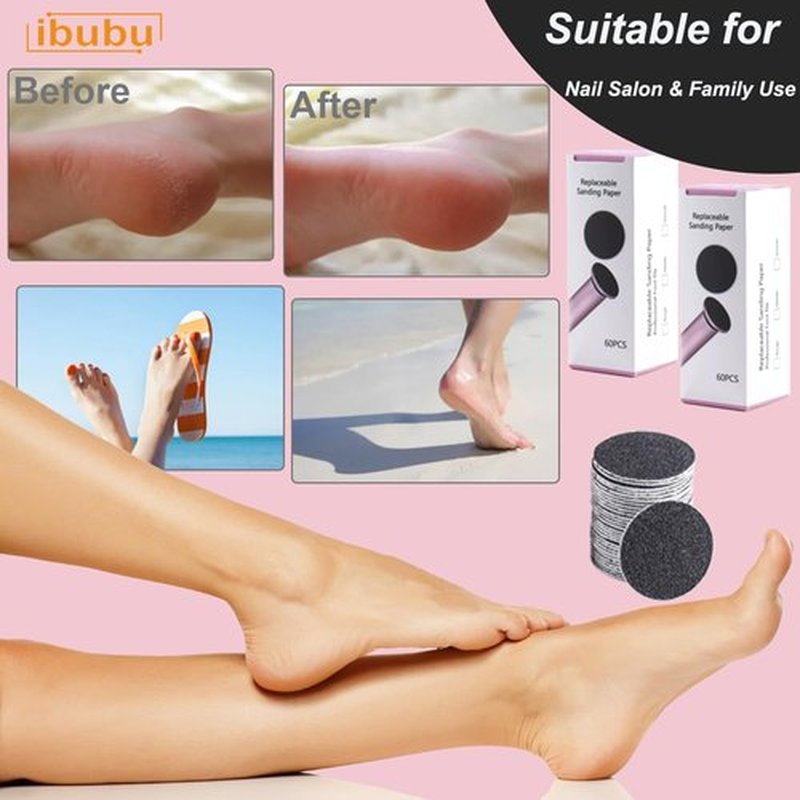 ibubu 120 Pieces Replacement Sandpaper Pad Disks Discs for Professional Electric Foot File Callus Remover Machine Foot Hard Dead Skin Removal (Super Smooth 180 Grit)