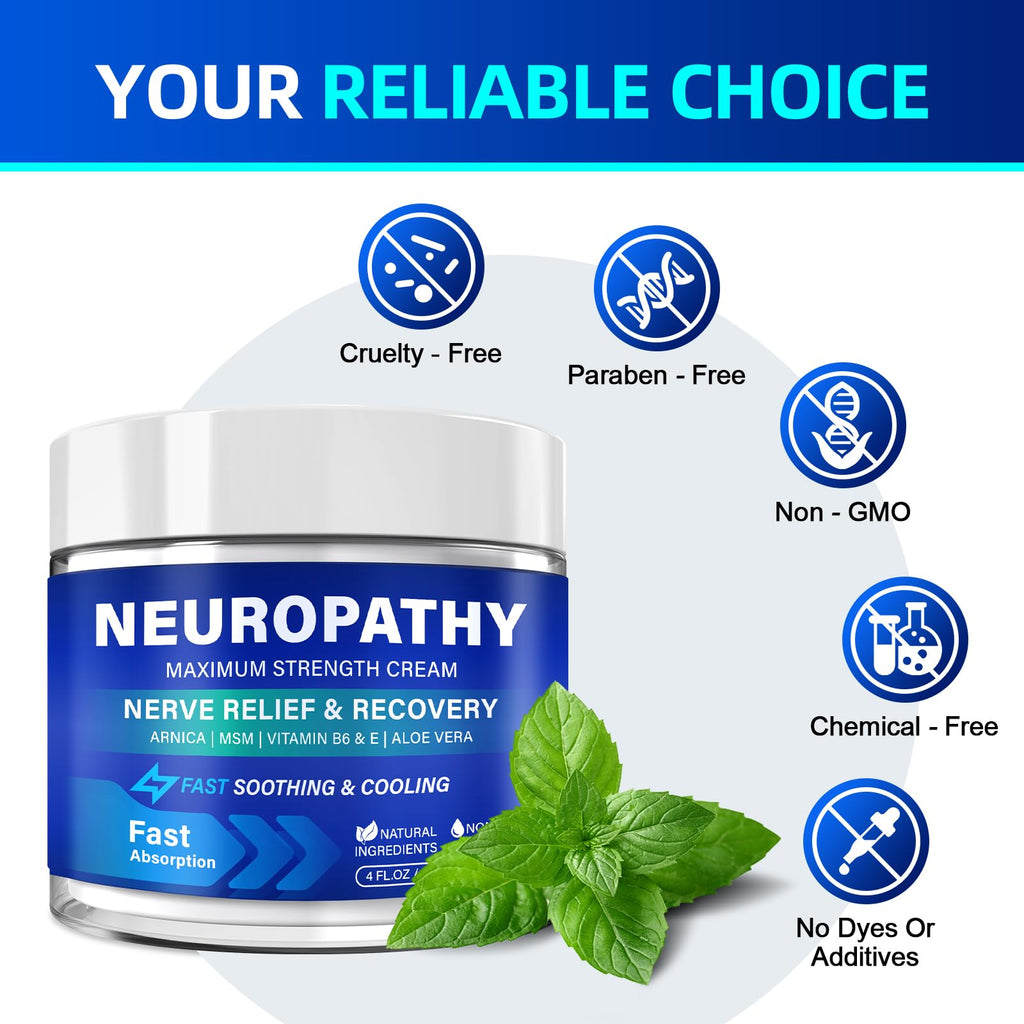 Neuropathy Nerve Relief Cream, Nerve Savior for Neuropathy for Feet, Hands, Legs & Toes, with Arnica, Vitamin B6, Vitamin E, Aloe Vera & MSM, Fast-Absorbing Non-Greasy Formula, 120 ml