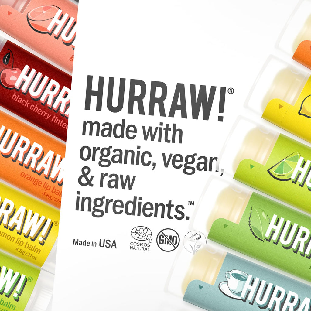 Hurraw! Huckleberry Lip Balm: Organic, Certified Vegan, Cruelty and Gluten Free. Non-GMO, 100% Natural Ingredients. Bee, Shea, Soy and Palm Free. Made in USA