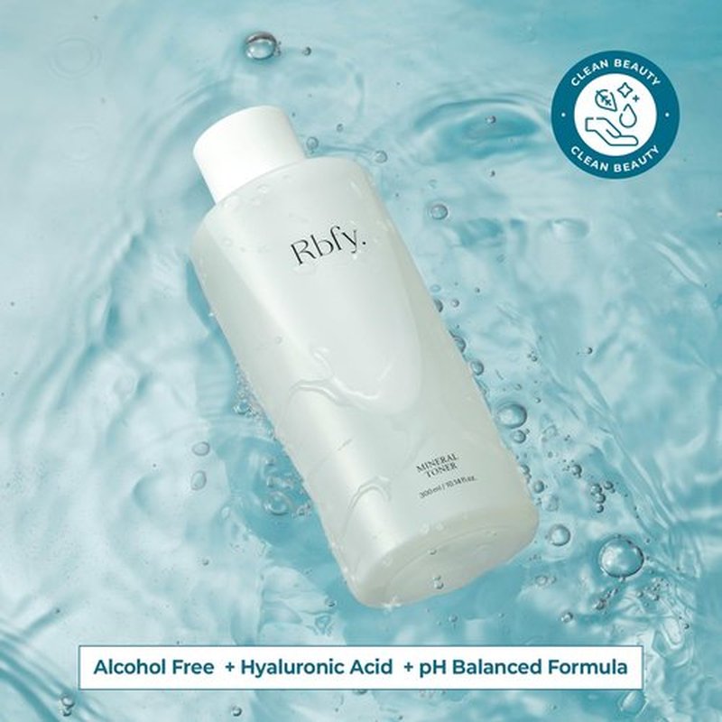 Rbfy Mineral Toner - Low-Irritant Face Toner Essence for Hydration, Soothing & Refined Skin with 50,000ppm Nutrient-Rich Mineral Water, Hyaluronic Acid | Vegan Korean Skincare (10.14 fl oz)