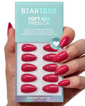 BTArtbox Press On Nails - Raspberry Red Almond Shape | 32 Soft Gel Nails Kit in 16 Sizes