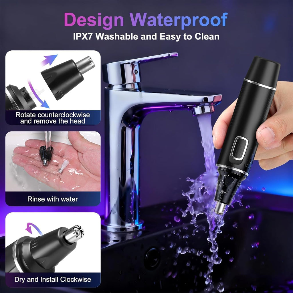 AREYZIN Nose Hair Trimmer for Men,Rechargeable Ear and Nose Trimmer,2 in 1 Painless Professional Eyebrow,Silver