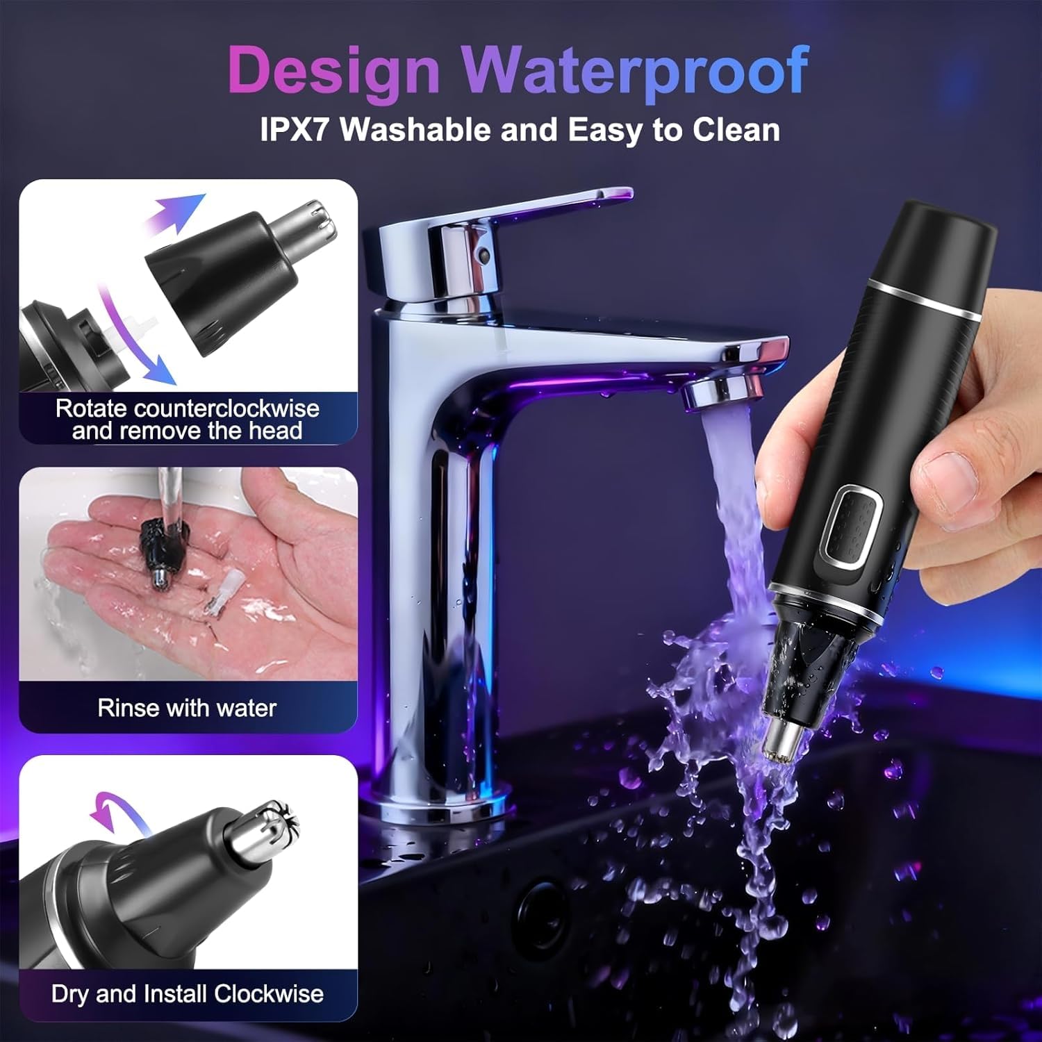 AREYZIN Nose Hair Trimmer for Men,Rechargeable Ear and Nose Trimmer,2 in 1 Painless Professional Eyebrow,Silver