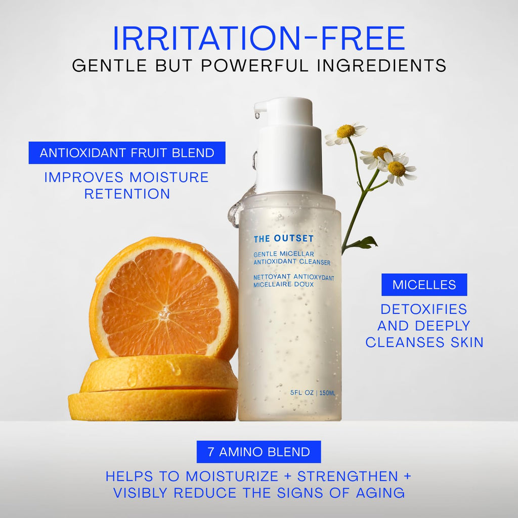 The Outset Micellar Gel Face Cleanser, Gentle Face Wash & Makeup Remover