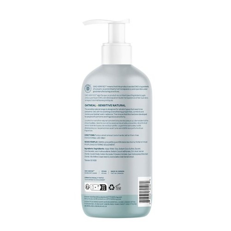 ATTITUDE Baby 2-in-1 Shampoo & Body Wash - EWG Verified, Vegan & Cruelty-Free, Unscented, 16 Fl Oz