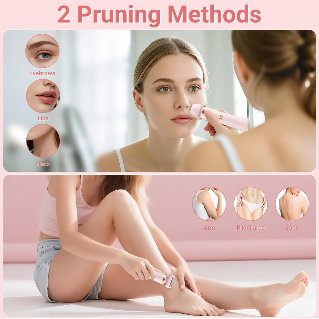 2-in-1 IPX7 Waterproof Wet Dry Bikini Shaver, Painless Wireless USB Rechargeable Portable Groomer for Women & Men Body Face