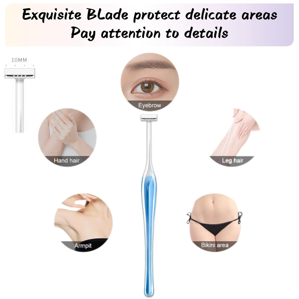 Munyee Hua 3Pcs Manual Razor Trimmer, T-Shaped Mini Hair Removal for Bikini Line Eyebrows Face Beard Precision Grooming with Skin-Friendly Design Reusable Personal Care Tool for Women Men(3 T Trimmer)