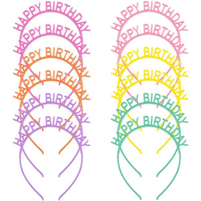 Aprince 12PCS Happy Birthday Headband for Women Girls Crown Hat Gifts Candy Its My Birthday Headband Tiara Party Accessories Decorations