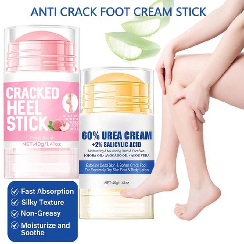 2Pcs Crack Feet Prevention Stick, Hydrating Heel Balm for Dry Cracked Feet,Moisturizing Foot Care Cream, Foot Balm Stick Intensive Repair Feets,Hands,Heels,Elbow and Knees and Softening Dry Skin