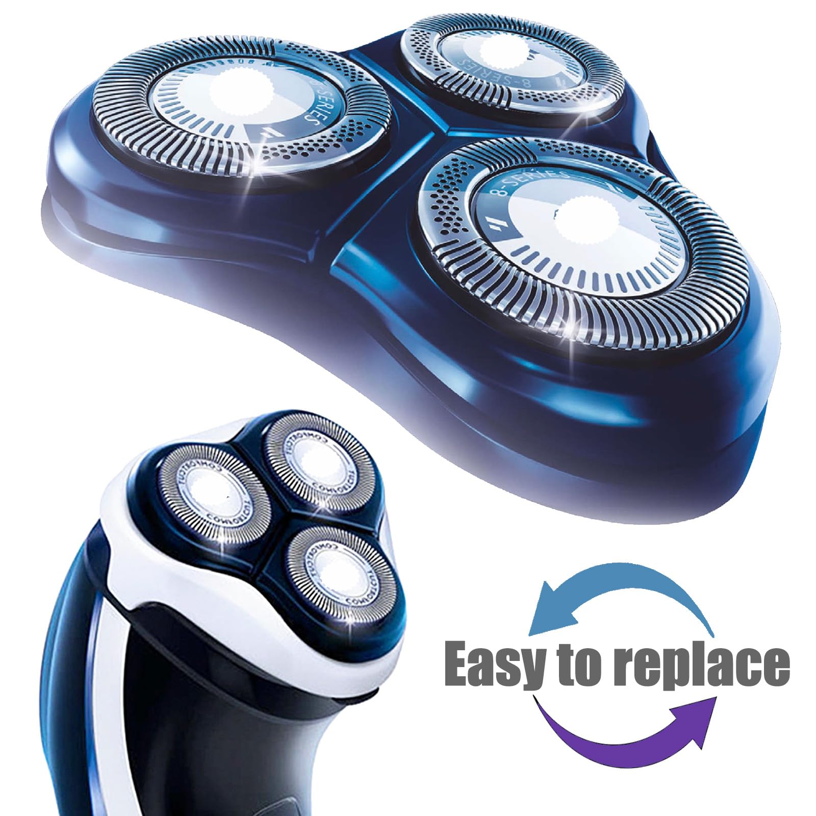 SH50 Shaver Replacement Heads for Series 5000 Razors, (Blue)