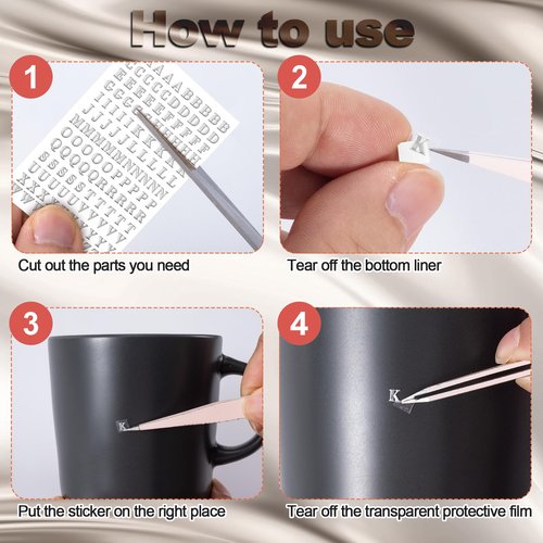 ANCIRS 24 Pack Resin Mini Letter Stickers for Nail Art - Glittering Epoxy Alphabet Number Stickers - Self Adhesive, Silver