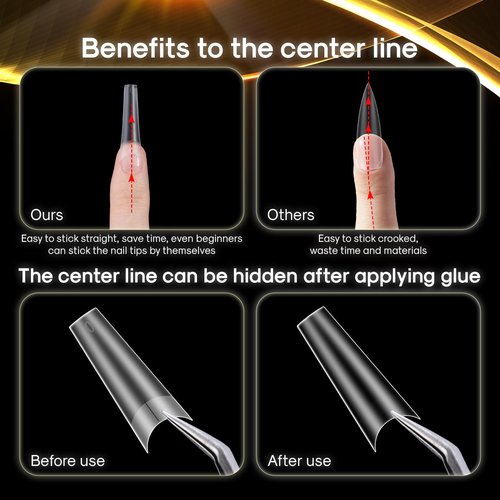 INENK Matte XXL Coffin Nail Tips, Professional Acrylic False Nail Extensions with Positioning Line, Straight Tapered Half Coverage for DIY Nail Art Salon Home DIY(12 Sizes 320PCS)